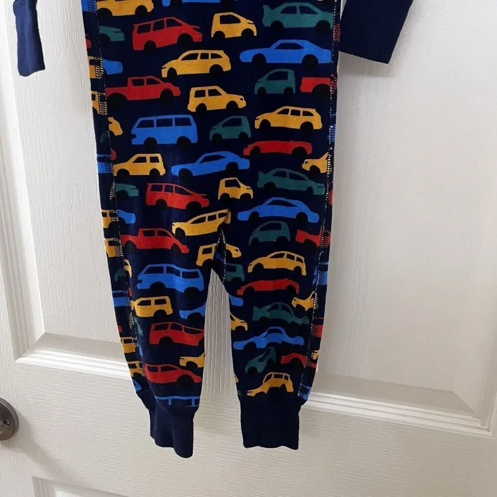 Hanna Andersson Zip Sleeper Traffic Jam Cars Organic Cotton Size 75 US 12-18 Mos